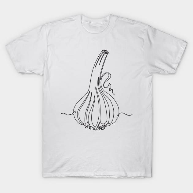 Continuous Line Garlic! T-Shirt by SWON Design